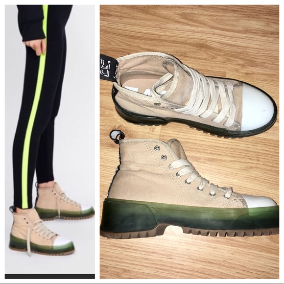 Zara Shoes - Zara High Top Chunky Sole Fabric Sneakers Sz 39/8